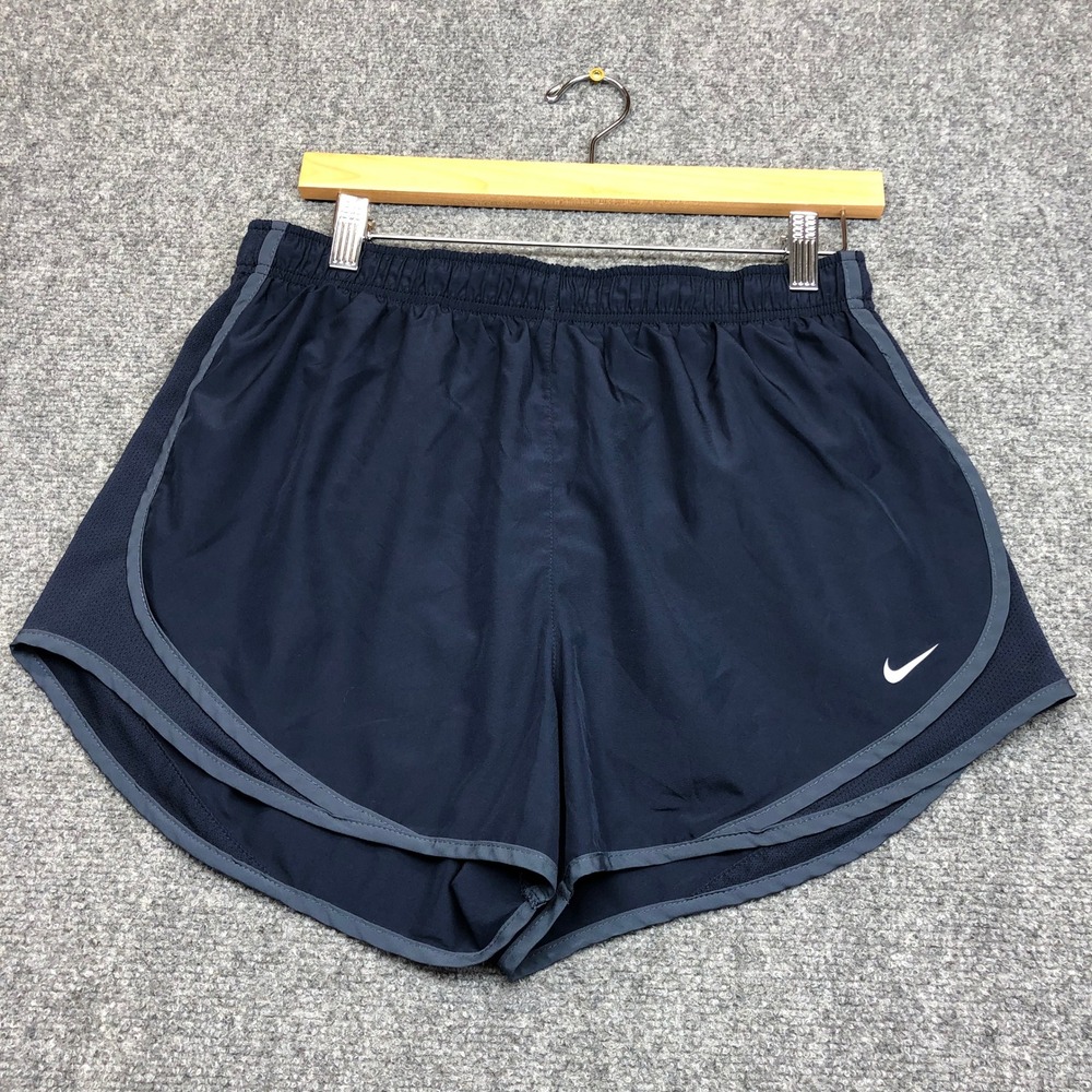 Nike Dri-FIT Tempo Running Shorts Navy Blue Women Large Mesh Athletic Gym